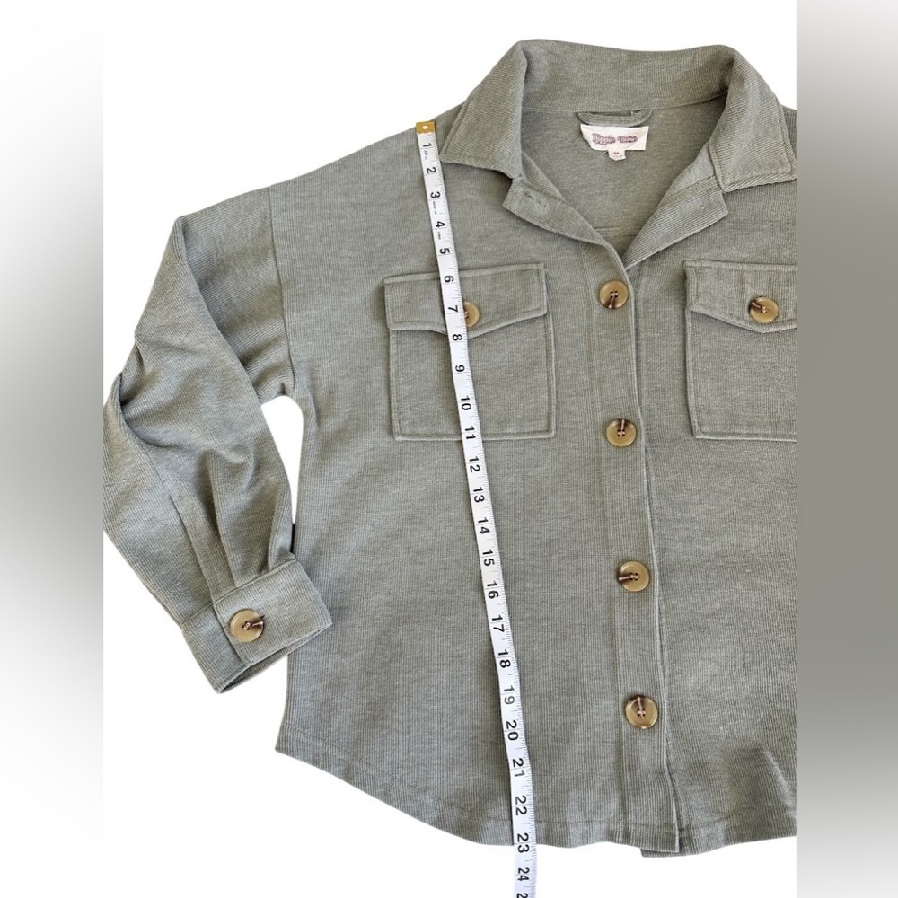 Hippie Rose Oversized Button Down Shirt Shacket Sage Green Lightweight XS - Picture 6 of 10